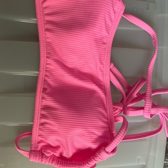 Target Women’s /teen pink swimsuit top with blue/white stripe bottom-M4-6-NWT - Picture 2 of 11